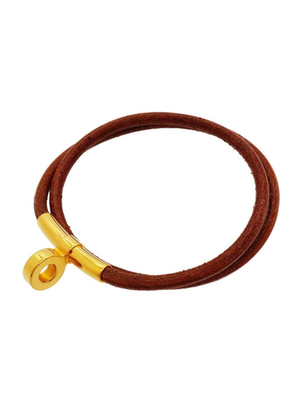 Hermes Bracelet Tournis Gold Plated Leather Brown